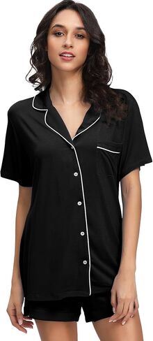WiWi Soft Pajamas Set for Women Bamboo Viscose Button Down Short Pajama Sets Plus Size Pjs Shorts Sleepwear S-4X in Saudi Arabia