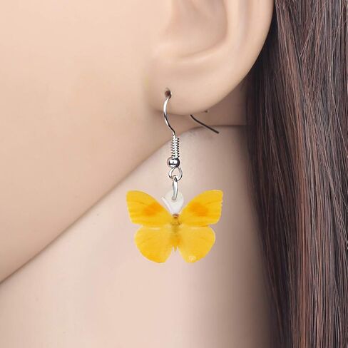 DOWAY Acrylic Yellow Butterfly Earrings Dangle for Women Girls Drop Jewelry, Spring Summer Butterfly Gifts Decoration in Saudi Arabia