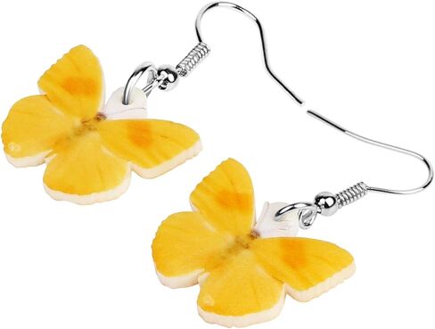 DOWAY Acrylic Yellow Butterfly Earrings Dangle for Women Girls Drop Jewelry, Spring Summer Butterfly Gifts Decoration in Saudi Arabia