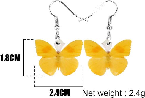 DOWAY Acrylic Yellow Butterfly Earrings Dangle for Women Girls Drop Jewelry, Spring Summer Butterfly Gifts Decoration in Saudi Arabia