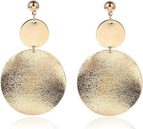 ONLYJUMP أقراط طويلة غير لامعة على شكل قرص مستدير للنساء والفتيات للنساء والفتيات أقراط على الموضة البوهيمية أقراط متدلية على شكل دائرة هندسية بسيطة in Kuwait