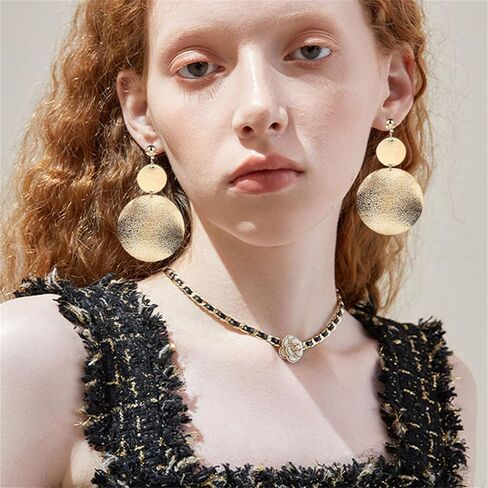 ONLYJUMP أقراط طويلة غير لامعة على شكل قرص مستدير للنساء والفتيات للنساء والفتيات أقراط على الموضة البوهيمية أقراط متدلية على شكل دائرة هندسية بسيطة in Kuwait