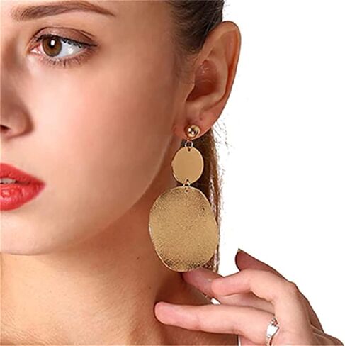 ONLYJUMP أقراط طويلة غير لامعة على شكل قرص مستدير للنساء والفتيات للنساء والفتيات أقراط على الموضة البوهيمية أقراط متدلية على شكل دائرة هندسية بسيطة in Kuwait