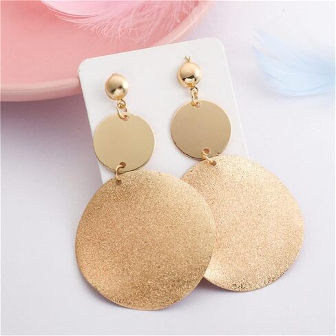 ONLYJUMP أقراط طويلة غير لامعة على شكل قرص مستدير للنساء والفتيات للنساء والفتيات أقراط على الموضة البوهيمية أقراط متدلية على شكل دائرة هندسية بسيطة in Kuwait