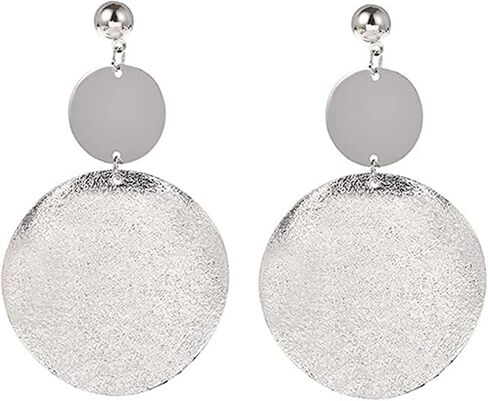 ONLYJUMP Long Matte Round Disc Dangle Earrings for Women Girls for Women Girls Bohemian Fashion Earrings Minimalist Circle Geometric Statement Drop Earrings in Saudi Arabia
