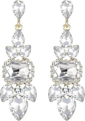 Flyonce Rhinestone Crystal Art Deco Vintage Style Chandelier Drop Dangle Earrings for Women Girls in Saudi Arabia