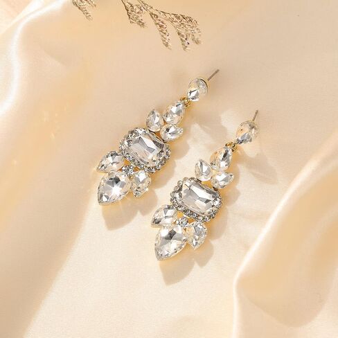 Flyonce Rhinestone Crystal Art Deco Vintage Style Chandelier Drop Dangle Earrings for Women Girls in Saudi Arabia