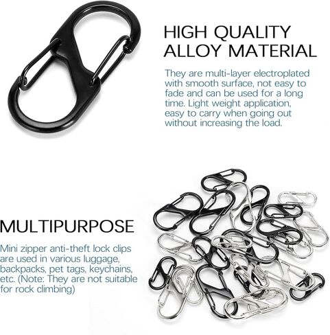 24pcs Zipper Clips Anti Theft Dual Spring S Shaped Carabiner Clip Theft Deterrent Backpack Zipper Pull Lock Zipper Clip for Suitcase Camping Hiking in Kuwait