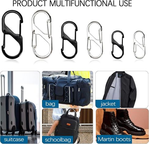 24pcs Zipper Clips Anti Theft Dual Spring S Shaped Carabiner Clip Theft Deterrent Backpack Zipper Pull Lock Zipper Clip for Suitcase Camping Hiking in Kuwait