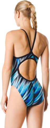 Speedo Women's Swimsuit One Piece Powerflex Flyback Striped Adult Team Colors in Saudi Arabia