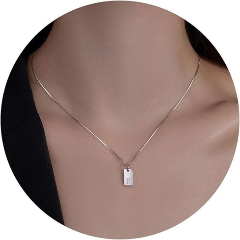JSJOY S925 Sterling Silver Initial Necklaces for Women 14K Gold Plated Dainty Letter Name Necklace Personalized Tag Necklace for Women Trendy Pendant Jewelry Gifts in Saudi Arabia