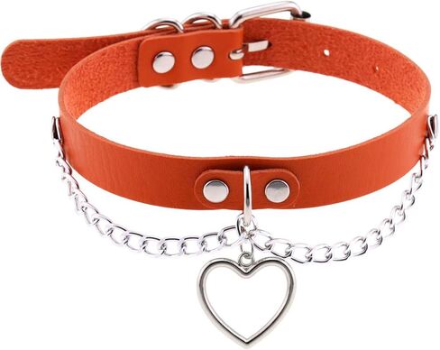 eYLun Women Leather Choker Collar Necklaces Punk Choker Goth Heart Chain Choker in Saudi Arabia