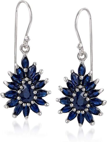 Ross-Simons 3.00 ct. t.w. Sapphire Cluster Drop Earrings in Sterling Silver in Saudi Arabia