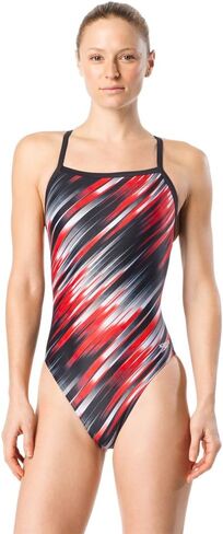 Speedo Women's Swimsuit One Piece Powerflex Flyback Striped Adult Team Colors in Saudi Arabia