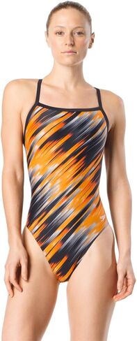 Speedo Women's Swimsuit One Piece Powerflex Flyback Striped Adult Team Colors in Saudi Arabia
