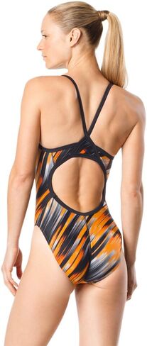 Speedo Women's Swimsuit One Piece Powerflex Flyback Striped Adult Team Colors in Saudi Arabia