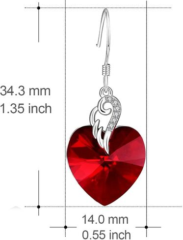 AOBOCO Sterling Silver Love Heart Dangle Drop Earrings with Crystals Fine Jewelry Gift for Women Girls Anniversary Birthday Gift Christmas Holiday Gifts in Saudi Arabia