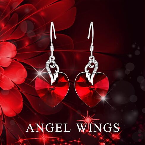 AOBOCO Sterling Silver Love Heart Dangle Drop Earrings with Crystals Fine Jewelry Gift for Women Girls Anniversary Birthday Gift Christmas Holiday Gifts in Saudi Arabia