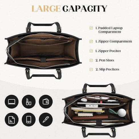 Maelstrom Leather Tote Bag, Laptop Bag for Women, Waterproof Briefcase with Clutch Bag, Work Handbags 15.6 Inch Computer in Kuwait