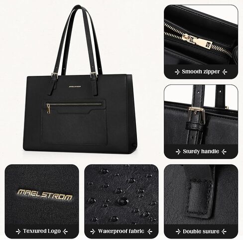 Maelstrom Leather Tote Bag, Laptop Bag for Women, Waterproof Briefcase with Clutch Bag, Work Handbags 15.6 Inch Computer in Kuwait