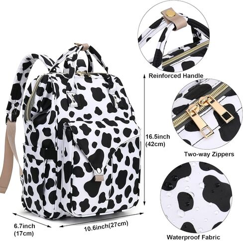 Mimfutu البقرة طباعة حقيبة الكمبيوتر المحمول كلية حقيبة الظهر المدرسية Bookbags ممرضة حقائب الظهر حقائب السفر Daypacks عادية للنساء الفتيات يناسب دفتر 15.6 بوصة in Kuwait
