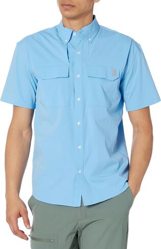 HUK Men's Back Draft Solid Short Sleeve Button, Vented Fishing Shirt in Saudi Arabia