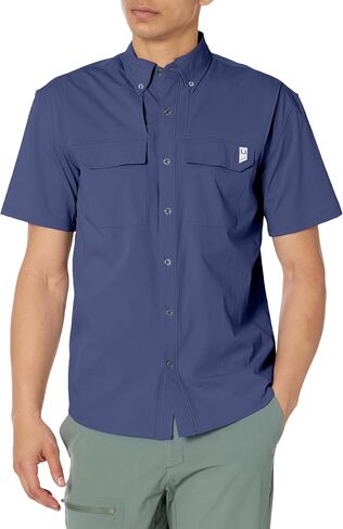 HUK Men's Back Draft Solid Short Sleeve Button, Vented Fishing Shirt in Saudi Arabia