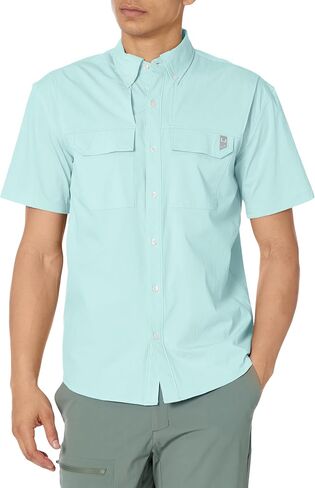 HUK Men's Back Draft Solid Short Sleeve Button, Vented Fishing Shirt in Saudi Arabia