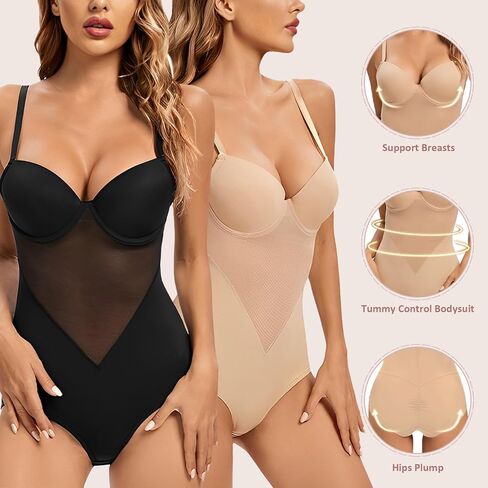 بدلة للجسم من CuteStreet للنساء للتحكم في البطن وتشكيل الجسم ومرونة وأنحف وملابس داخلية بأشرطة قابلة للتعديل in Kuwait