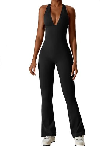 Hotfiary النساء تجريب حللا مضيئة طماق رومبير قطعة واحدة وتتسابق مثير الرسن اليوغا Bodycon عادية Unitard Playsuit in Kuwait