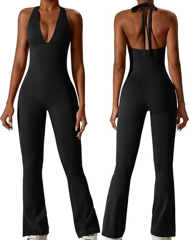Hotfiary النساء تجريب حللا مضيئة طماق رومبير قطعة واحدة وتتسابق مثير الرسن اليوغا Bodycon عادية Unitard Playsuit in Kuwait
