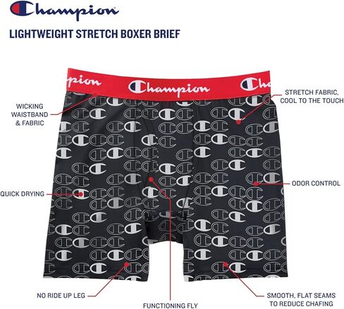 Champion Men's Lightweight & Breathable Stretch Boxer Brief (Pack of 3) in Kuwait