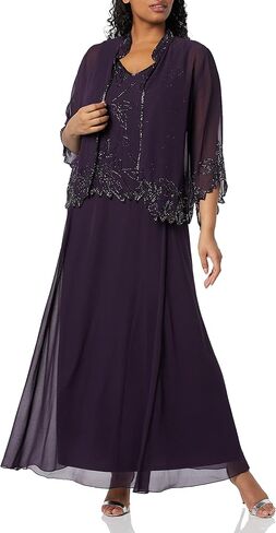 J Kara Women's Plus Size Beaded Jacket Dress in Saudi Arabia