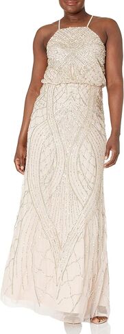 Adrianna Papell Women's Halter Fully Beaded Blouson Gown in Saudi Arabia