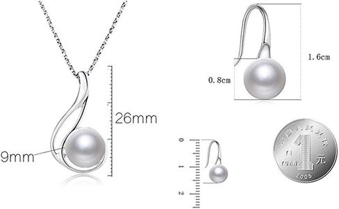 Nonnyl Sterling Silver Freshwater Cultured Pearl Jewelry Necklace Earrings Set For Women in Saudi Arabia
