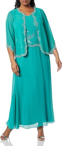 J Kara Women's Plus Size Beaded Jacket Dress in Saudi Arabia