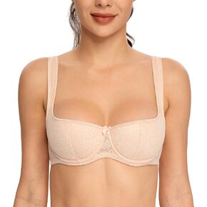 حمالة صدر نسائية من Lemorosy رافعة للأعلى من Balconette مبطنة بشكل خفيف من الدانتيل Demi Shelf Underwire in Kuwait
