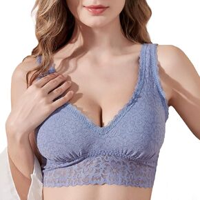 Luna & Sun Women Wirefree Soft Simple Comfortable Design Floral Lace Bralette