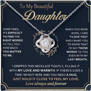 Valentine Gift For Daughter from Dad, To My Daughter Necklace from Mom, Badass Daughter Necklace, Necklace for Daughter, Birthday Gifts for Daughter, Present for Daughter, Daughter Love Knot Necklace