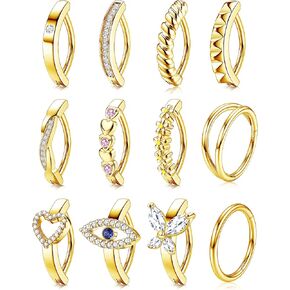 jerywe 12pcs 14g الفرس البطن زر الدائري للنساء الجراحية الصلب تشيكوسلوفاكيا فراشة القلب زهرة هوب البطن زر خواتم الفرس عكس السرة خواتم البطن ثقب المجوهرات الذهب والفضة 10/12 مم in Kuwait