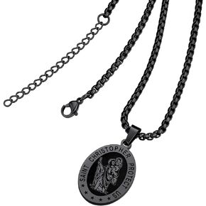 قلادة قلادة من FaithHeart Saint Christopher للرجال والنساء من الفولاذ المقاوم للصدأ وميدالية تميمة كاثوليكية مجوهرات مخصصة مع تغليف دقيق