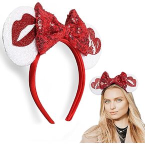 1 قطعة عصابة رأس لآذان الفأر في عيد الحب، عصابات رأس على شكل فيونكة من الترتر لعيد الحب، عصابة رأس بيضاء على شكل آذان الفأر مع عصابة رأس على شكل شفاه لامعة، إكسسوارات شعر لطيفة للفتيات والنساء، وحفلات أعياد الميلاد والعام الجديد in Kuwait