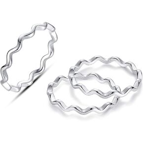 REVEMCN 3Pcs 316L Stainless Steel Simple Wave Ring Set for Women Teen Girls Stackable Knuckle Wedding Band Rings Comfort Fit Finger Ring 4 to 11 in Kuwait