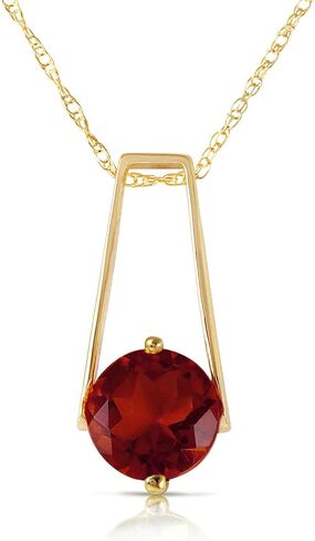 Galaxy Gold GG 14k Solid Yellow Gold Necklace with Natural Round-shaped Garnet Pendant in Saudi Arabia