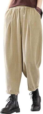 بنطال IXIMO النسائي الفضفاض المقصوص كاجوال واسع الساق وخصر مرن مطوي سراويل حريم in Kuwait