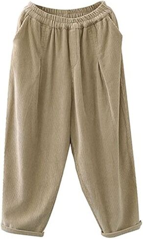 بنطال IXIMO النسائي الفضفاض المقصوص كاجوال واسع الساق وخصر مرن مطوي سراويل حريم in Kuwait