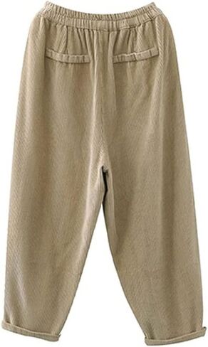 بنطال IXIMO النسائي الفضفاض المقصوص كاجوال واسع الساق وخصر مرن مطوي سراويل حريم in Kuwait