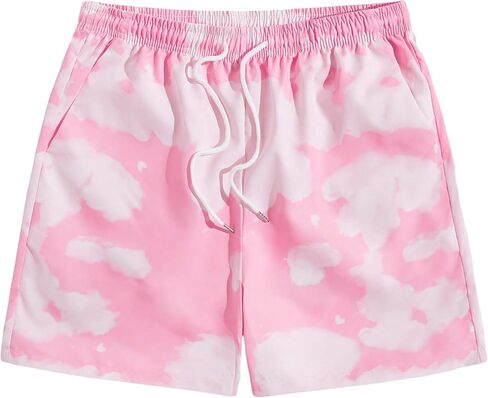 OYOANGLE Men's Graphic Print Drawstring Elastic Waist Shorts Casual Tie Dye Running Athletic Sport Shorts in Saudi Arabia