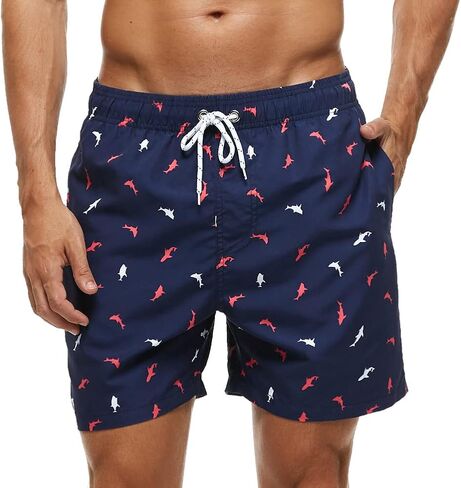 سروال سباحة رجالي من Summer Code مع بطانة شبكية، شورت شاطئ سريع الجفاف، ملابس سباحة in Kuwait