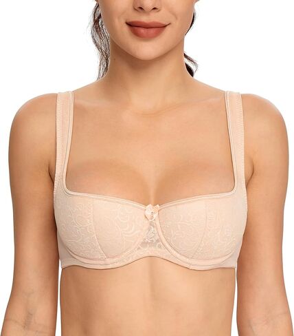 حمالة صدر نسائية من Lemorosy رافعة للأعلى من Balconette مبطنة بشكل خفيف من الدانتيل Demi Shelf Underwire in Kuwait